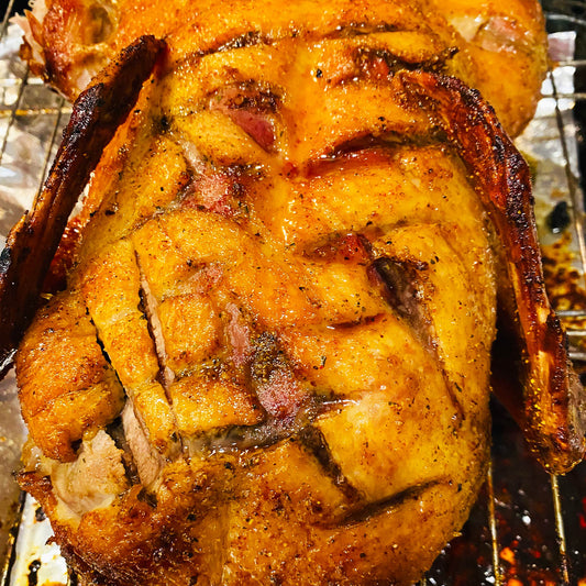 Crispy Honey Roasted Duck with Hot Honey Christmas Glaze