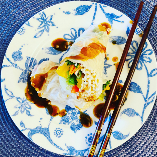 Fresh Thai Spring Rolls with Honey Hoisin Dipping Sauce