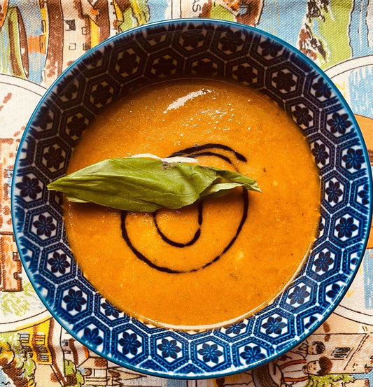 Honey Roasted Tomato Soup with Classic Grilled Cheese
