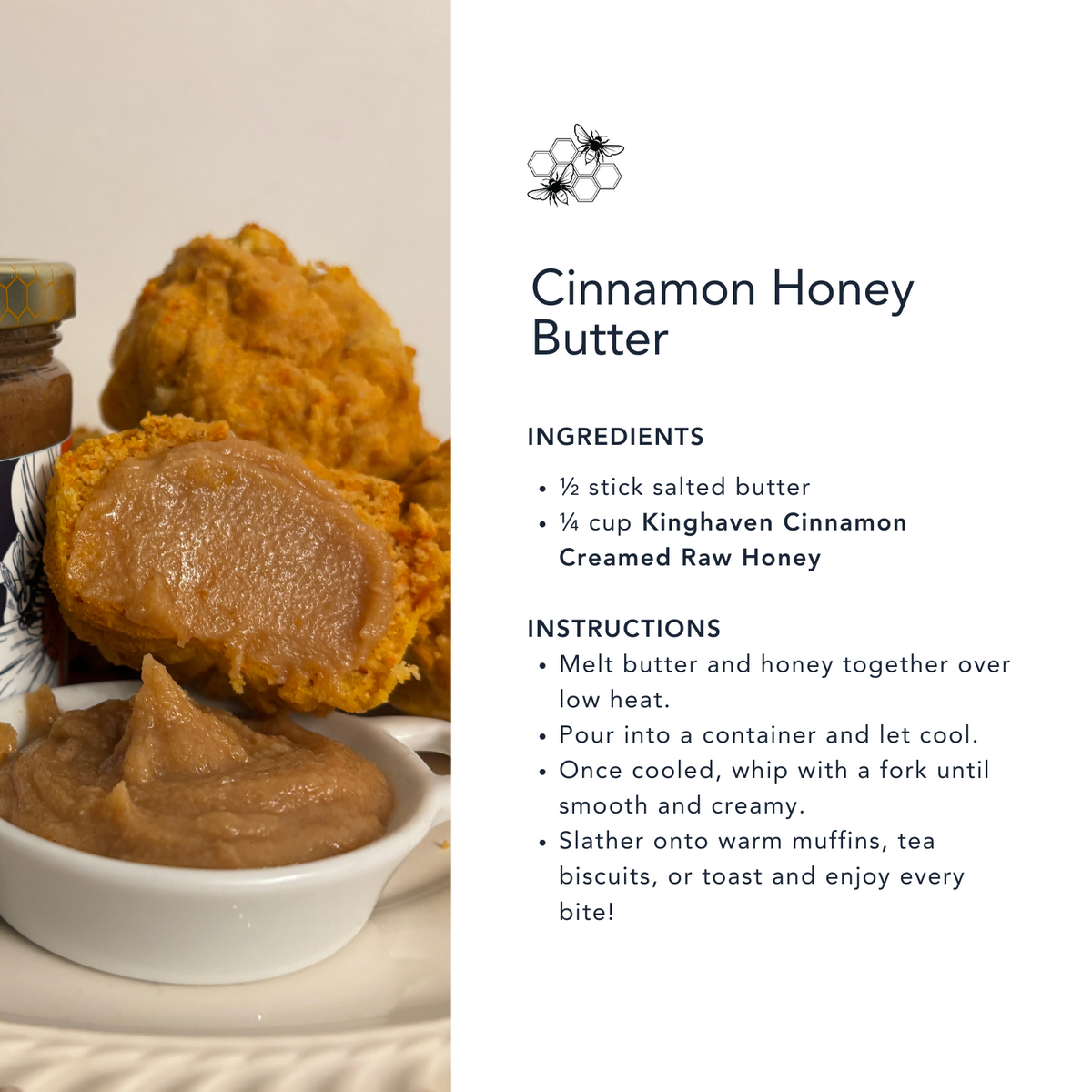 Cinnamon Honey Butter Recipe made with Kinghaven Farms' Honey